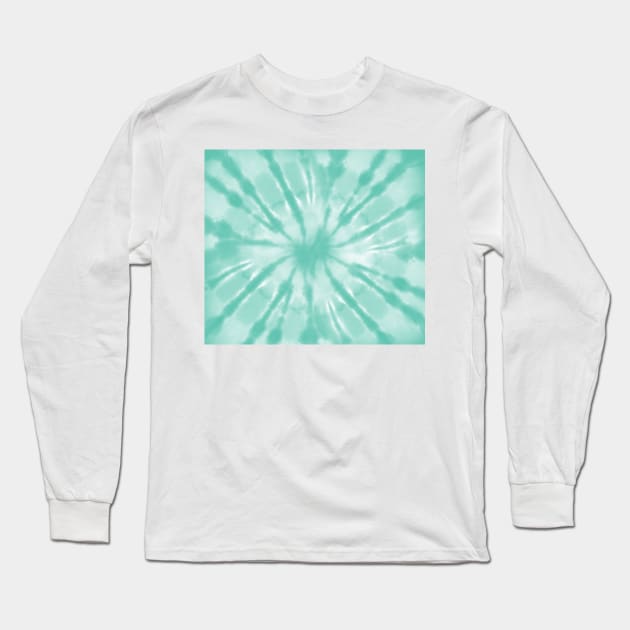 Mint Green and White Spider Tie Dye Watercolor Pattern Long Sleeve T-Shirt by FruitflyPie